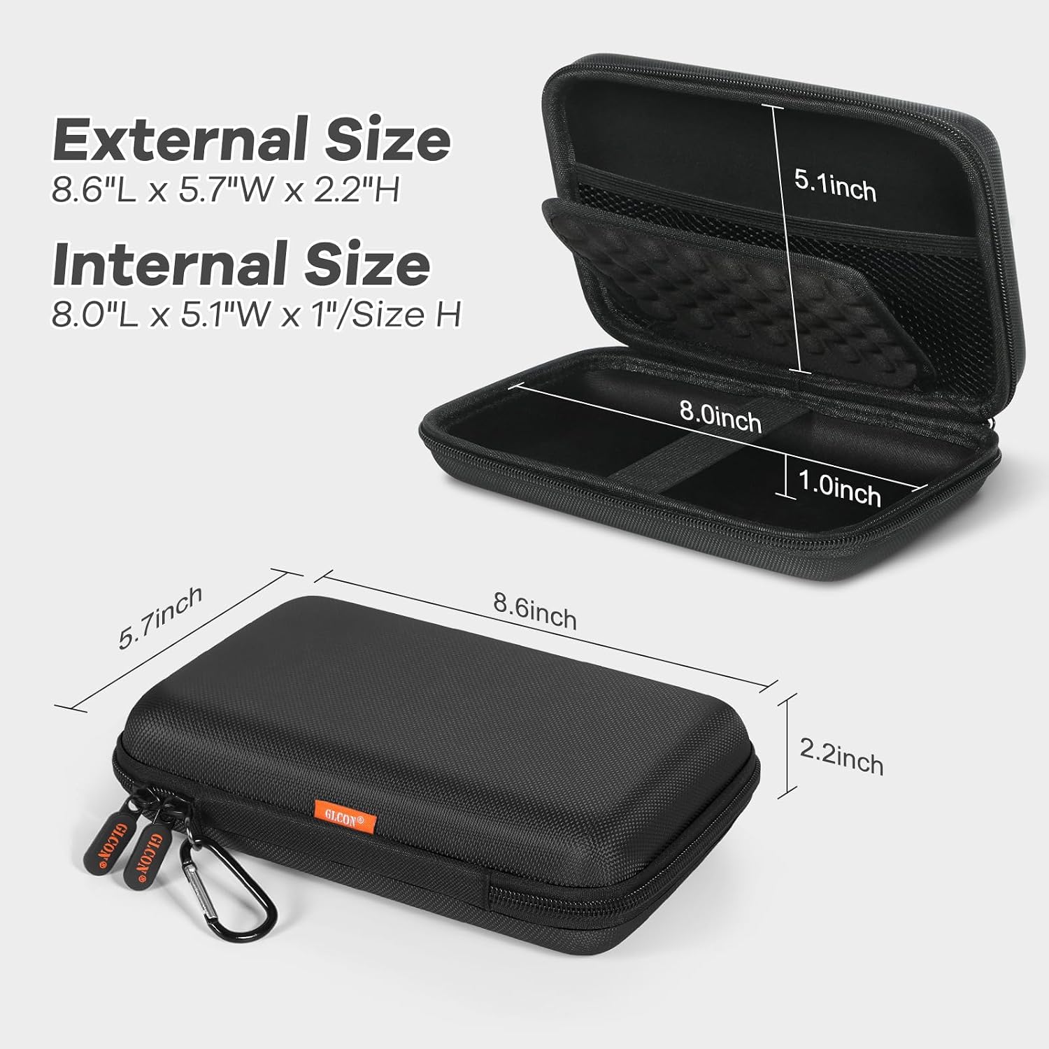 Shockproof Hard Shell Carrying Case for GPS, External Hard Drive | Power Bank, Charger, Cable, Heart Monitor, Cell Phone, Electronic Accessories - Larger Capacity Storage Pouch Travel Bag - Image 2
