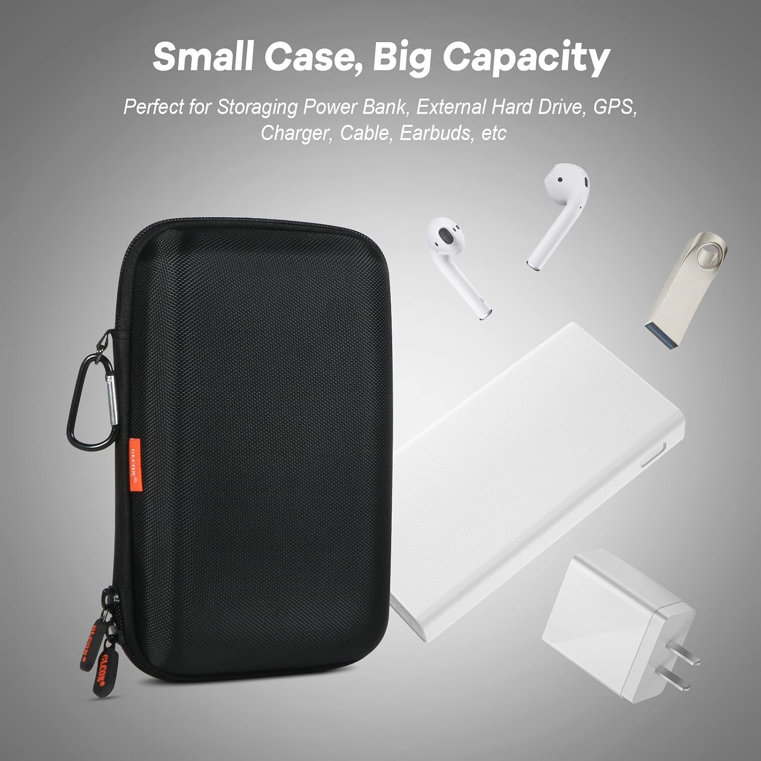 Shockproof Hard Shell Carrying Case for GPS, External Hard Drive | Power Bank, Charger, Cable, Heart Monitor, Cell Phone, Electronic Accessories - Larger Capacity Storage Pouch Travel Bag - Image 3