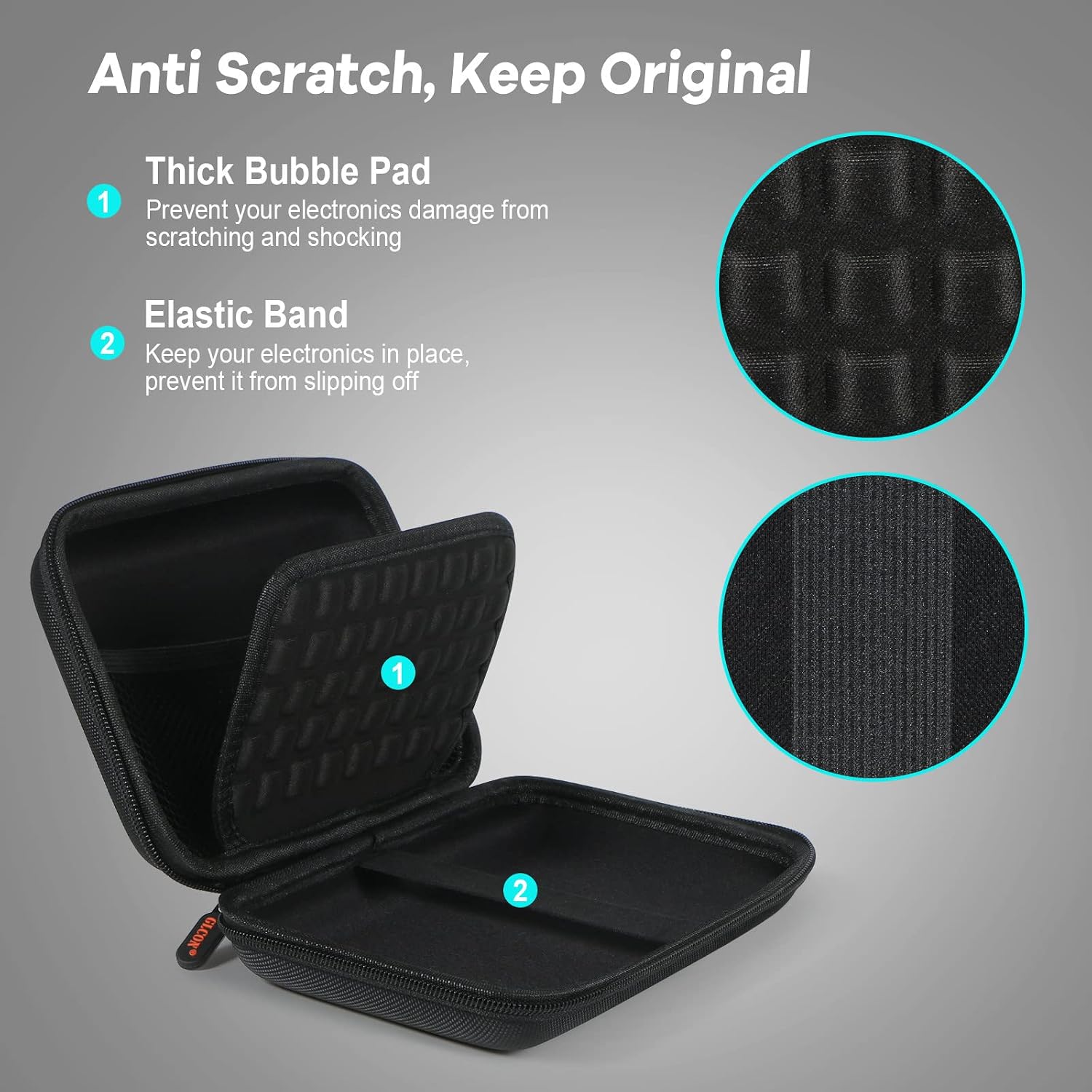 Shockproof Hard Shell Carrying Case for GPS, External Hard Drive | Power Bank, Charger, Cable, Heart Monitor, Cell Phone, Electronic Accessories - Larger Capacity Storage Pouch Travel Bag - Image 4