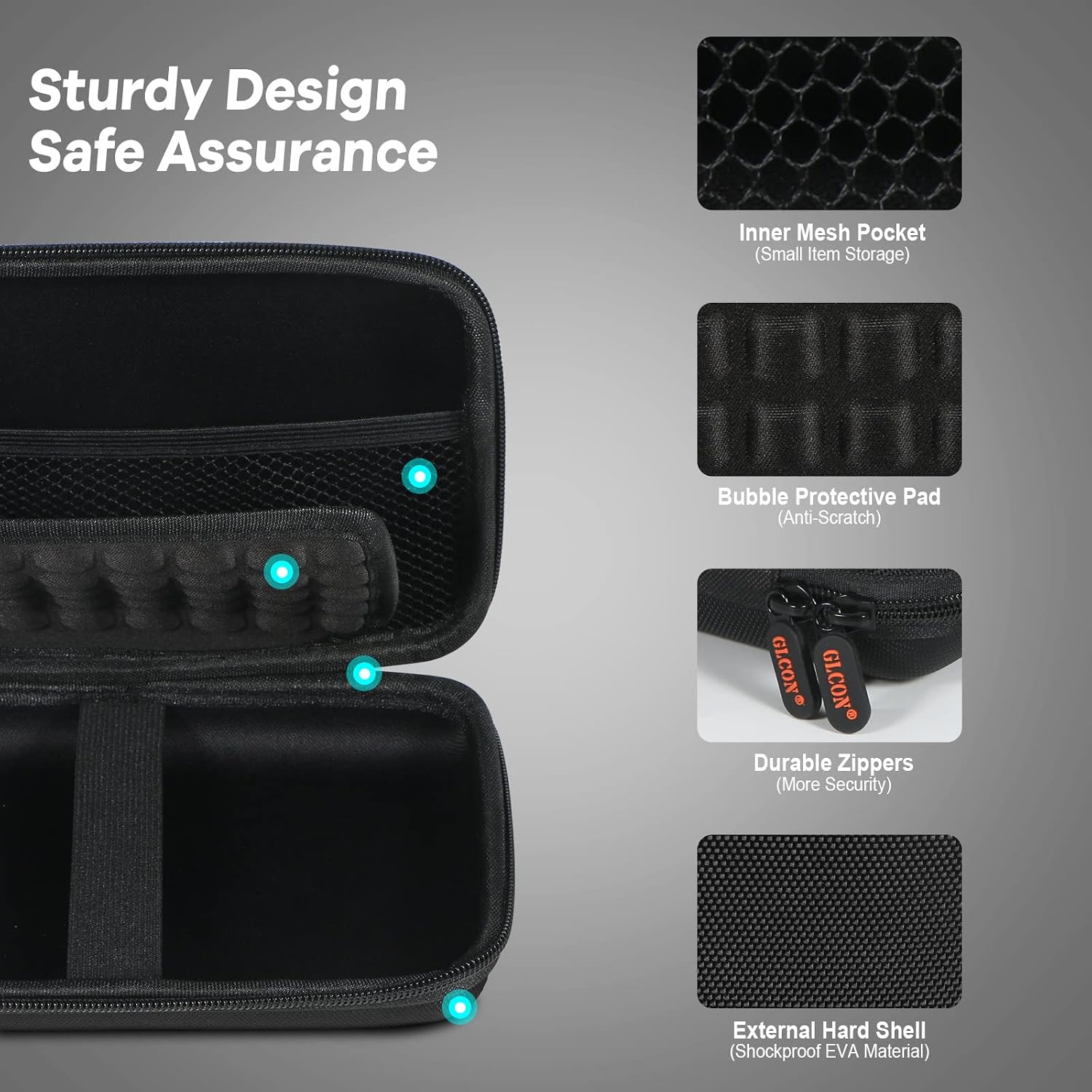 Shockproof Hard Shell Carrying Case for GPS, External Hard Drive | Power Bank, Charger, Cable, Heart Monitor, Cell Phone, Electronic Accessories - Larger Capacity Storage Pouch Travel Bag - Image 5