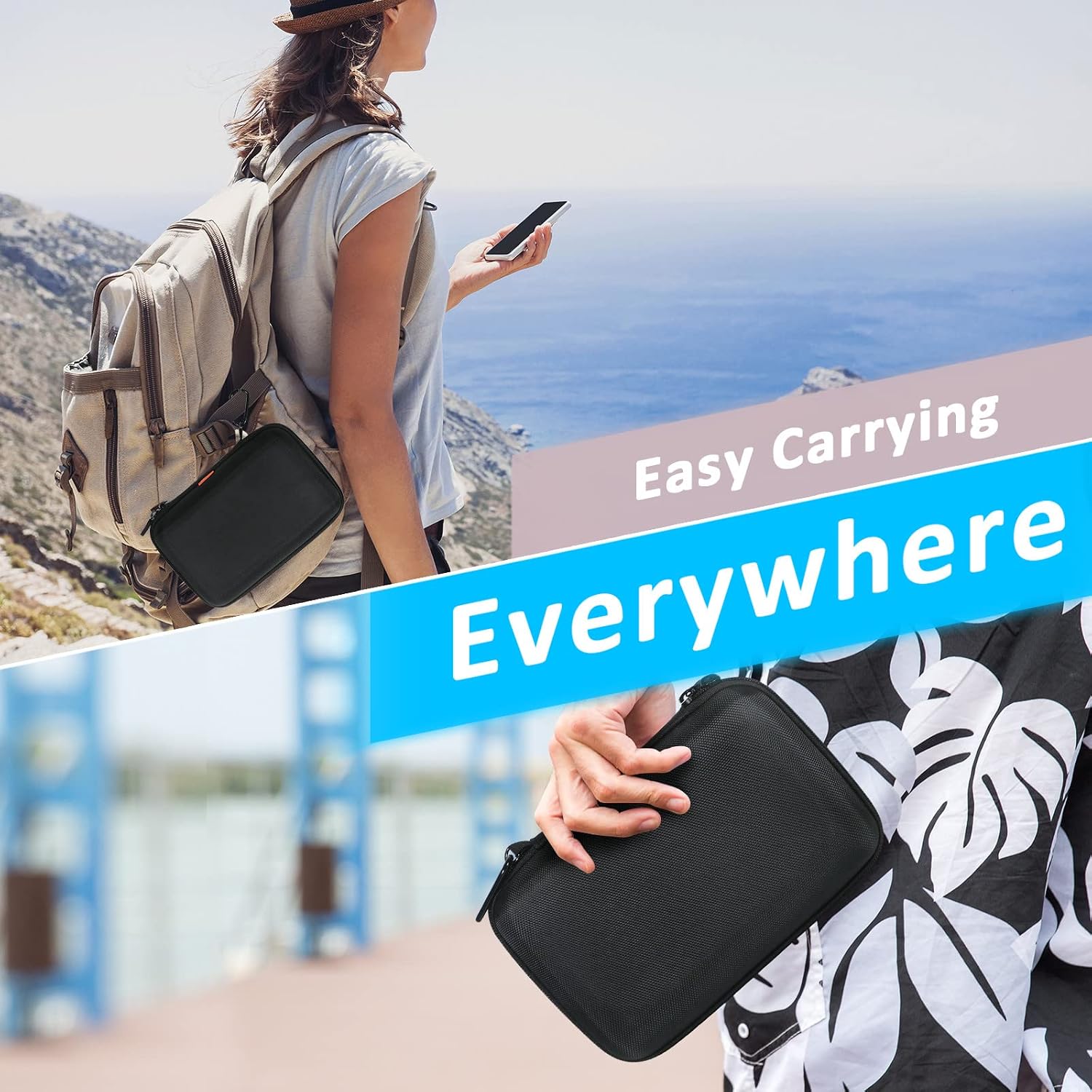 Shockproof Hard Shell Carrying Case for GPS, External Hard Drive | Power Bank, Charger, Cable, Heart Monitor, Cell Phone, Electronic Accessories - Larger Capacity Storage Pouch Travel Bag - Image 7