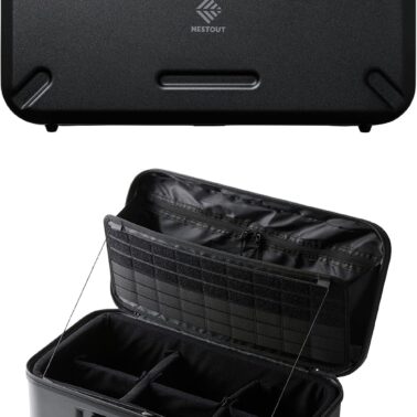 ELECOM NESTOUT Gear Storage Case, Lightweight Hard Shell Organizer, Water-Resistant, Stackable Organizer with Padded Dividers, Fits Cameras & Accessories Travel Outdoor Tech Accessories