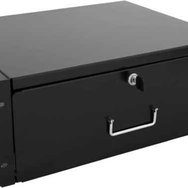 Drawer Server Cabinet Case 19 Inch Locking Rack Mount DJ Lockable Deep Drawer with Key (4U)