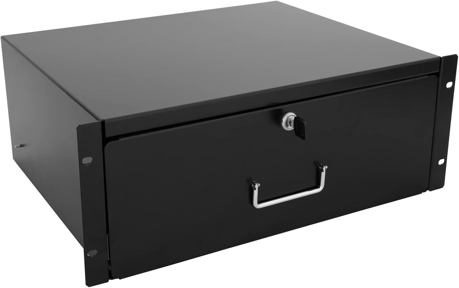 Drawer Server Cabinet Case 19 Inch Locking Rack Mount DJ Lockable Deep Drawer with Key (4U)